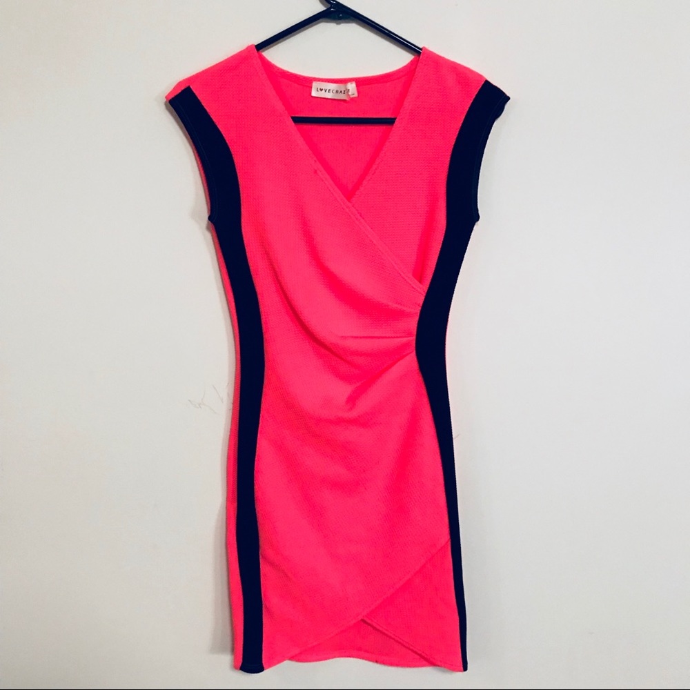 Hot pink and Black Asymmetrical dress